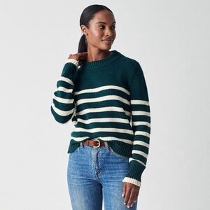 faherty cuddle striped crewneck sweater || green